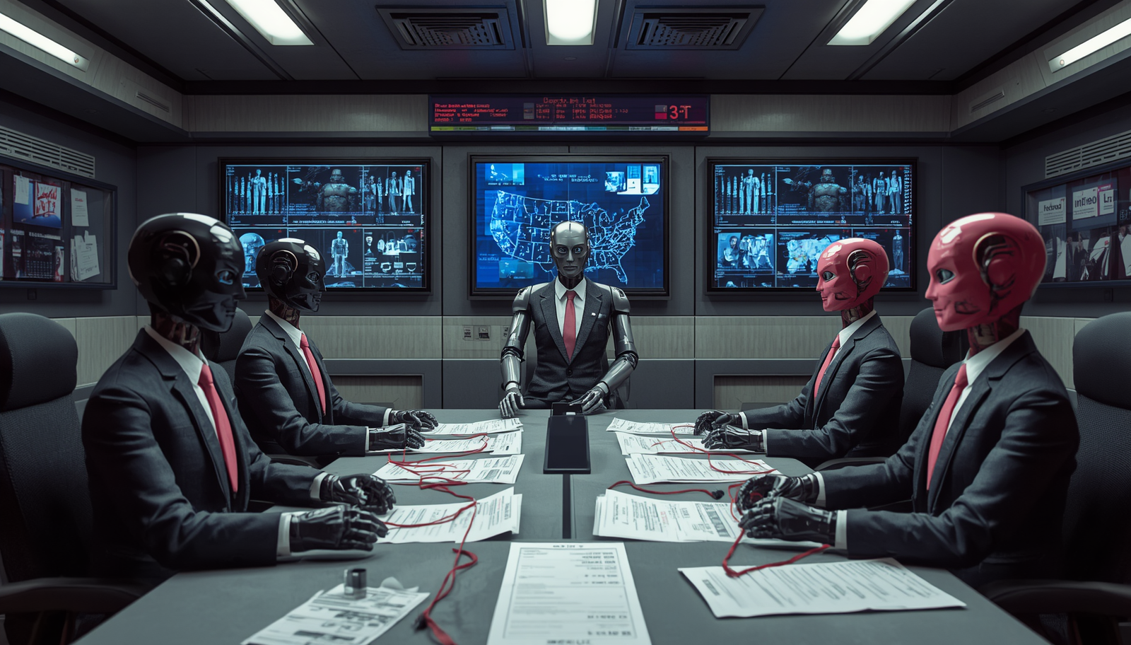 A doll-scale internal control room representing Claude's J-space